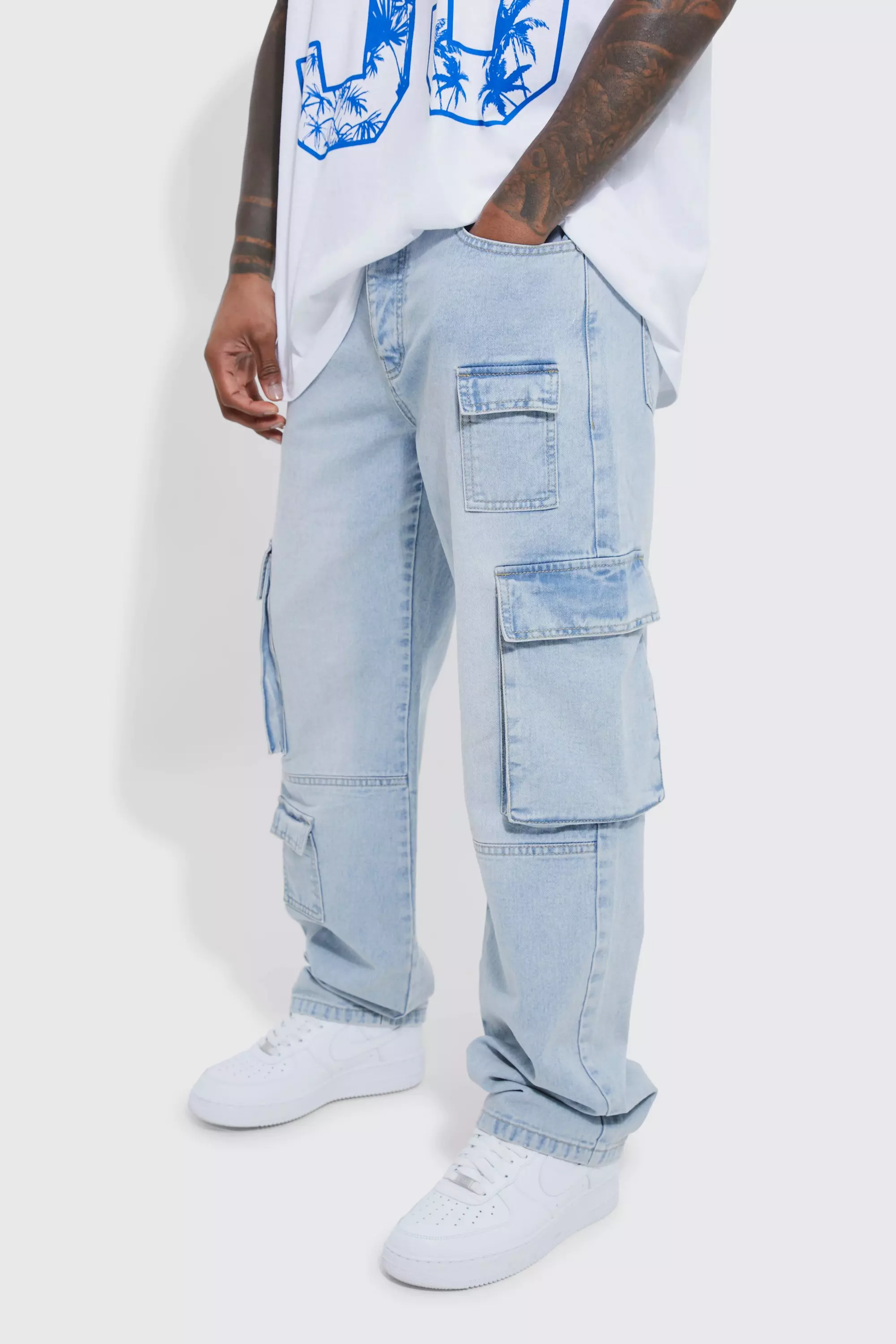 Mens cargo blue jeans deals